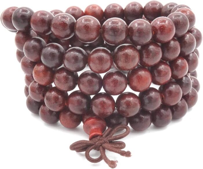 HDmirrorR 108 Natural Sandalwood Beads Necklace/Bracelet Chain Rosary 8mm-Beads Tibetan Buddhist Buddha Mala Chinese Knot Elastic Man Woman - Image 4