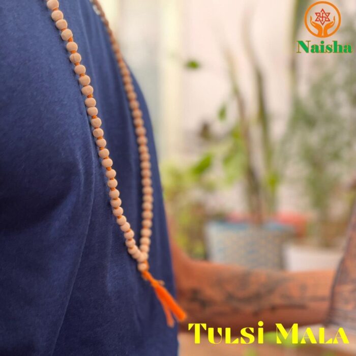 Naisha Hare Rama Hare Krishna Tulsi Holy Basil Japa Mala 108+1 Beads Original for Daily Mantra Jaap, Bead Size 6/7mm, (Pack of 2), Wood, rudraksha - Image 4