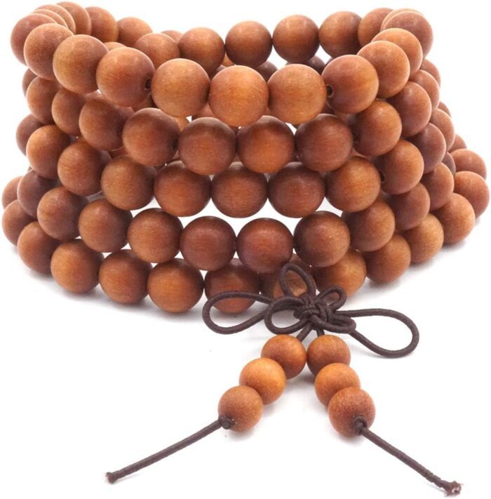 Thajaling 8MM 108 Prayer Beads Mala Bracelet Sandalwood Tibetan Buddhist Buddha Meditation Necklace/bracelet