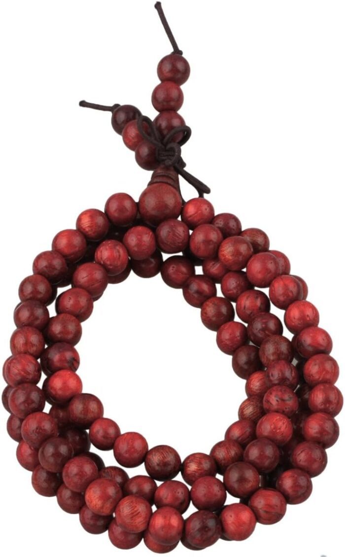 Shanxing 6mm Natural Cat's Eye Sandalwood 108 Prayer Beads Mala Wrap Bracelet for Men Women, Buddha Meditation Worry Beads Bracelet Tibetan Buddhist Buddhism Jewellery Gift Reiki Wooden Bead Necklace - Image 3