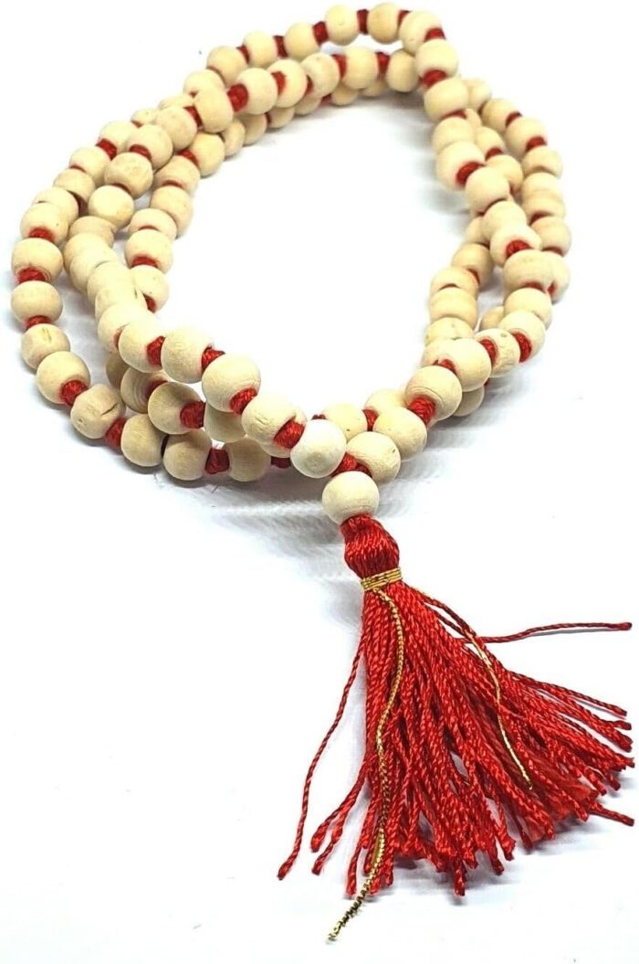 Eclectic Shop Uk Genuine Tulsi Tulasi Chilka Krishna Japa Mala 7.5mm Beads Knotted Rosary 108 Beads Yoga Hindu - Image 5