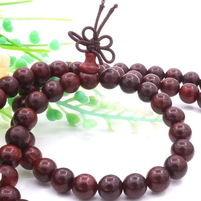 HDmirrorR 108 Natural Sandalwood Beads Necklace/Bracelet Chain Rosary 8mm-Beads Tibetan Buddhist Buddha Mala Chinese Knot Elastic Man Woman - Image 2