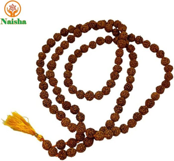 NAISHA (Pack of 2 Tulsi Holy Basil Japa Mala & Rudraksha Mala 108+1 Beads Japa Mala 5 face Panch Mukhi Rudraksha Seed for Daily Mantra Jaap with tassel, One Size, Wood, tulsi mala, rudraksha - Image 4