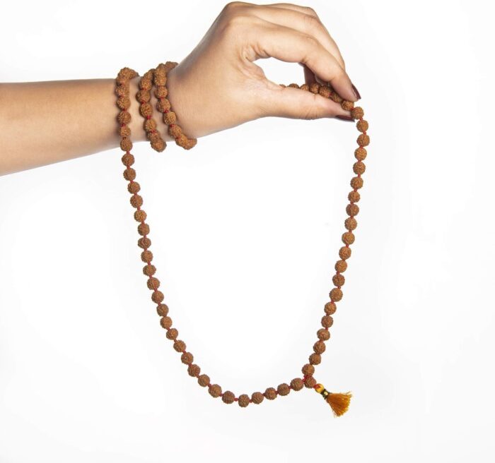 Wonder Care Authentic Rudraksh Mala | 5face Genuine Himalayan Rudraksha Seeds Religious Ornament Rosary Necklace with Bracelet for Meditation- Imported from Nepal-(8mm approx.) - Image 3