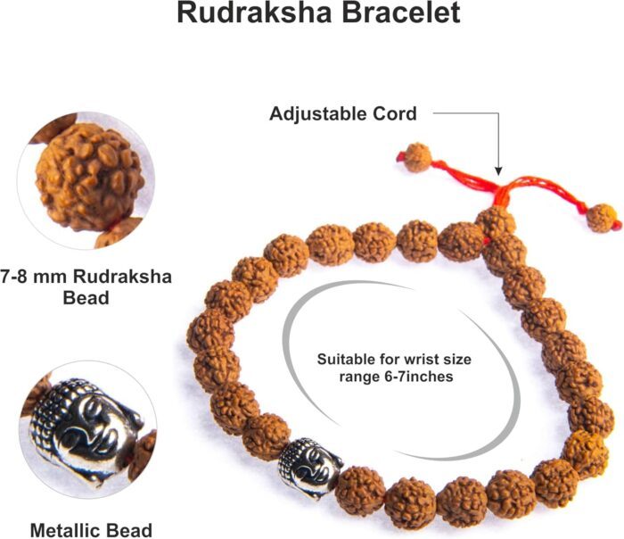 Wonder Care Authentic Rudraksh Mala | 5face Genuine Himalayan Rudraksha Seeds Religious Ornament Rosary Necklace with Bracelet for Meditation- Imported from Nepal-(8mm approx.) - Image 4