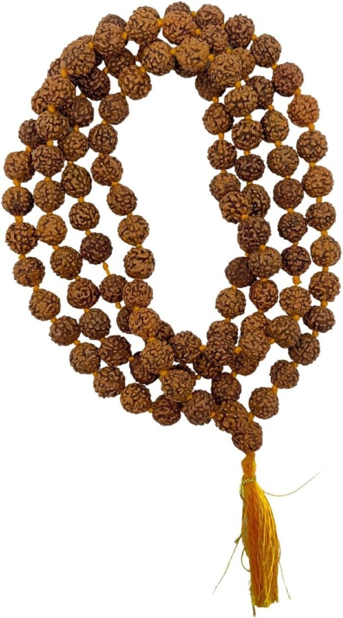 NAISHA Rudraksha Mala 108 Beads Necklace, Beads Natural Himalaya 5 face Panch Mukhi Rudraksha Seed, Prayer Beads, Wrist Mala Wrap, Jaap Mala, Bracelet Bead Size 8 mm (1 Pack) (RUDRAKSH_5)…, Pack of 1,