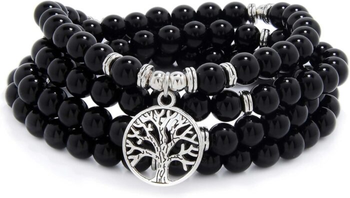 8mm Mala Beads 108 Meditation Bracelet Necklace with Tree of Life Charm