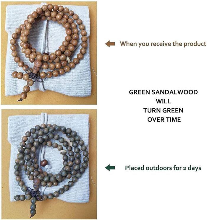 DYLYMX 108 Natural Sandalwood Bracelet 8mm Beads Tibetan Buddhist Green Sandalwood Bracelet Mala Prayer Meditation Elastic Wrap Necklace - Image 3