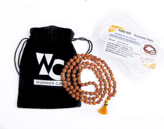 Wonder Care Authentic Rudraksh Mala | 5face Genuine Himalayan Rudraksha Seeds Religious Ornament Rosary Necklace with Bracelet for Meditation- Imported from Nepal-(8mm approx.) - Image 7