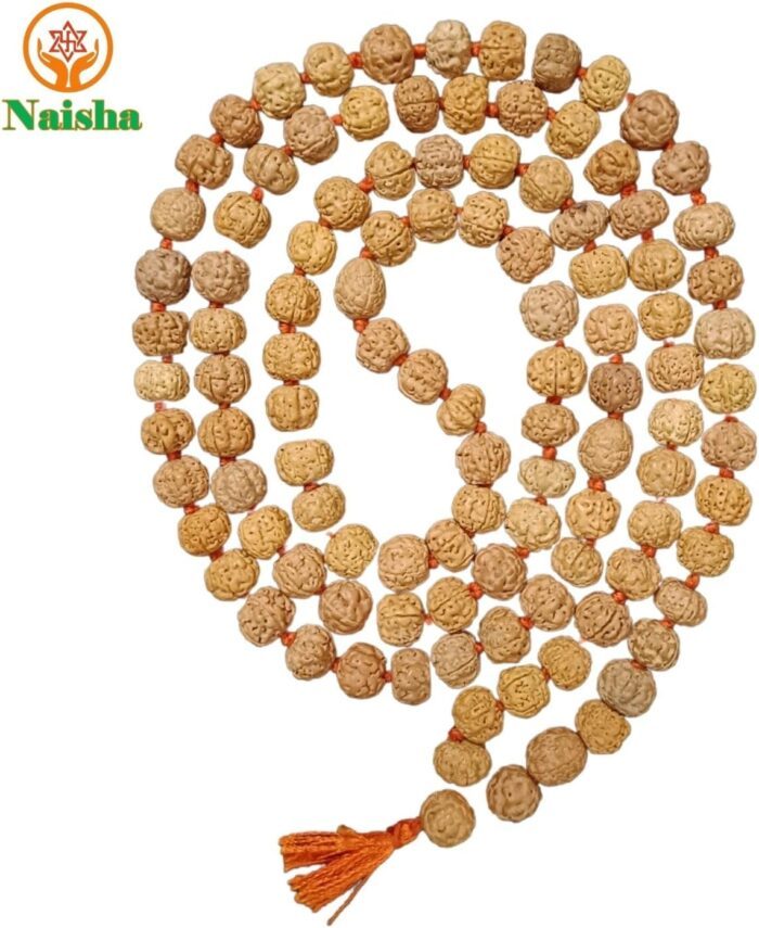 NAISHA 10 MM Rudraksha Mala 108+1 Beads Necklace, Beads Natural Himalaya 5 face Panch Mukhi Rudraksha, Prayer Beads, Wrist Mala Wrap, Jaap Mala (1 Pack) - Image 6