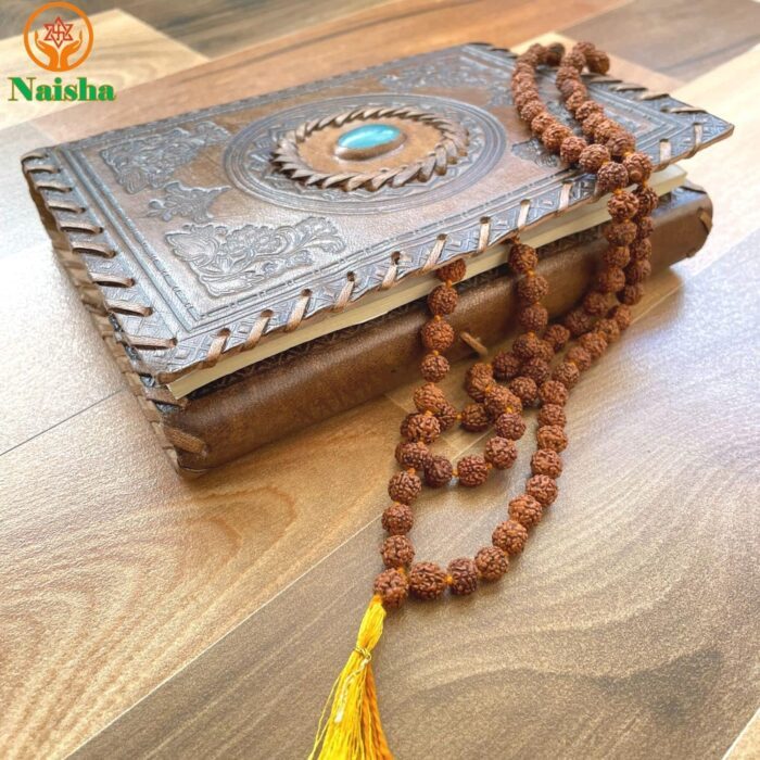 NAISHA (Pack of 2 Tulsi Holy Basil Japa Mala & Rudraksha Mala 108+1 Beads Japa Mala 5 face Panch Mukhi Rudraksha Seed for Daily Mantra Jaap with tassel, One Size, Wood, tulsi mala, rudraksha - Image 3