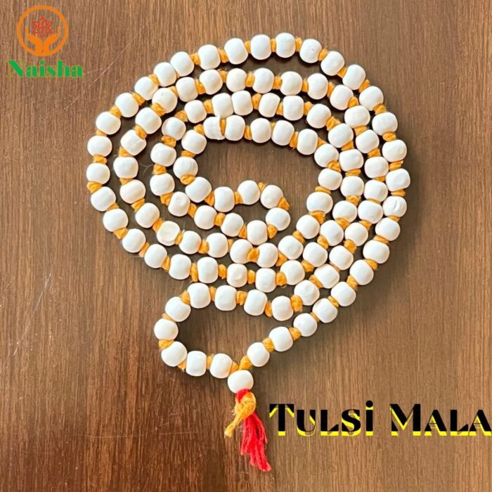 Naisha Hare Rama Hare Krishna Tulsi Holy Basil Japa Mala 108+1 Beads Original for Daily Mantra Jaap, Bead Size 6/7mm, (Pack of 2), Wood, rudraksha - Image 3