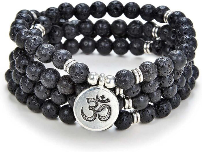 Yoga Symbol Charm 108 Mala Beads Meditation Bracelet or Necklace for Men or Women