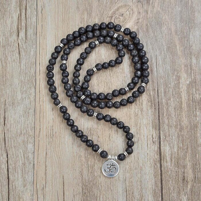 Yoga Symbol Charm 108 Mala Beads Meditation Bracelet or Necklace for Men or Women - Image 2