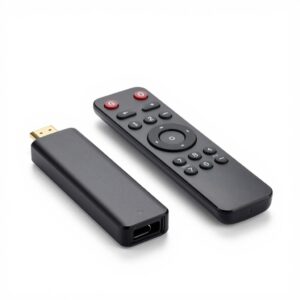 Illustration of Amazon Fire TV Stick HD with Alexa Voice Remote