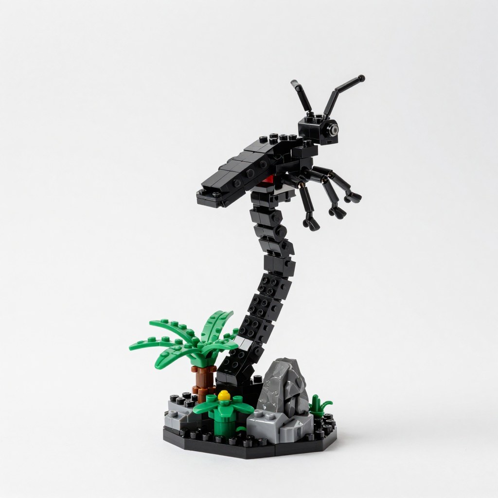 Illustration of Xenomorph Alien Building Figure (Brick-Compatible)