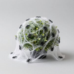 Illustration of Stretchy Spider Web with Spiders